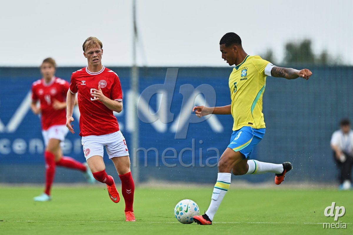 SAN PEDRO DEL PINATAR, SPAIN - SEPTEMBER 28: Villum Berthelsen of Denmark during the International Friendly match between Denmark U20 and Brazil U20 at Pinatar Arena on September 28, 2026 in San Pedro del Pinatar, Spain.