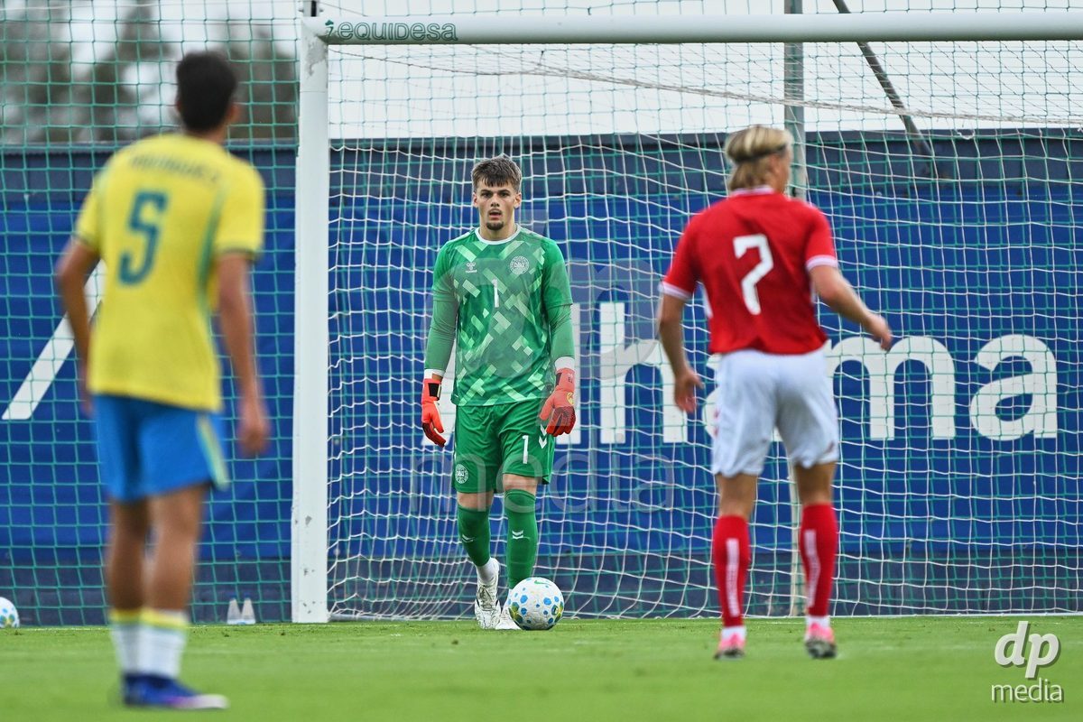 SAN PEDRO DEL PINATAR, SPAIN - SEPTEMBER 28: Tobias Breum-Harild Goalkeeper of Denmark during the International Friendly match between Denmark U20 and Brazil U20 at Pinatar Arena on September 28, 2026 in San Pedro del Pinatar, Spain.
