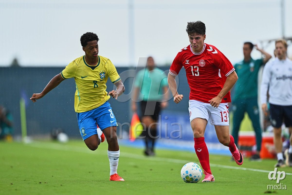 SAN PEDRO DEL PINATAR, SPAIN - SEPTEMBER 28: Magnus Andersen of Denmark during the International Friendly match between Denmark U20 and Brazil U20 at Pinatar Arena on September 28, 2026 in San Pedro del Pinatar, Spain.