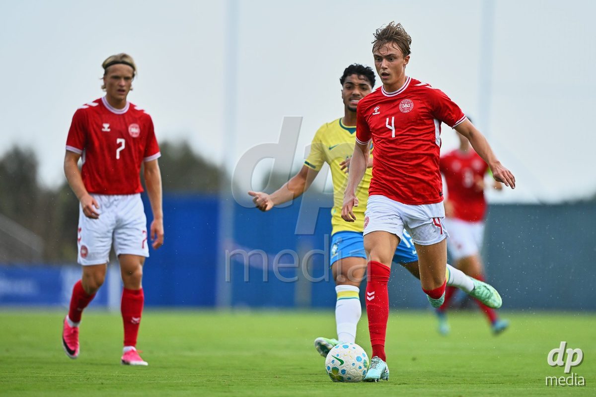 SAN DEL PINATAR, SPAIN - SEPTEMBER 28: Noah Markmann of Denmark during the International Friendly match between Denmark U20 and Brazil U20 at Pinatar Arena on September 28, 2026 in San Pedro del Pinatar, Spain.