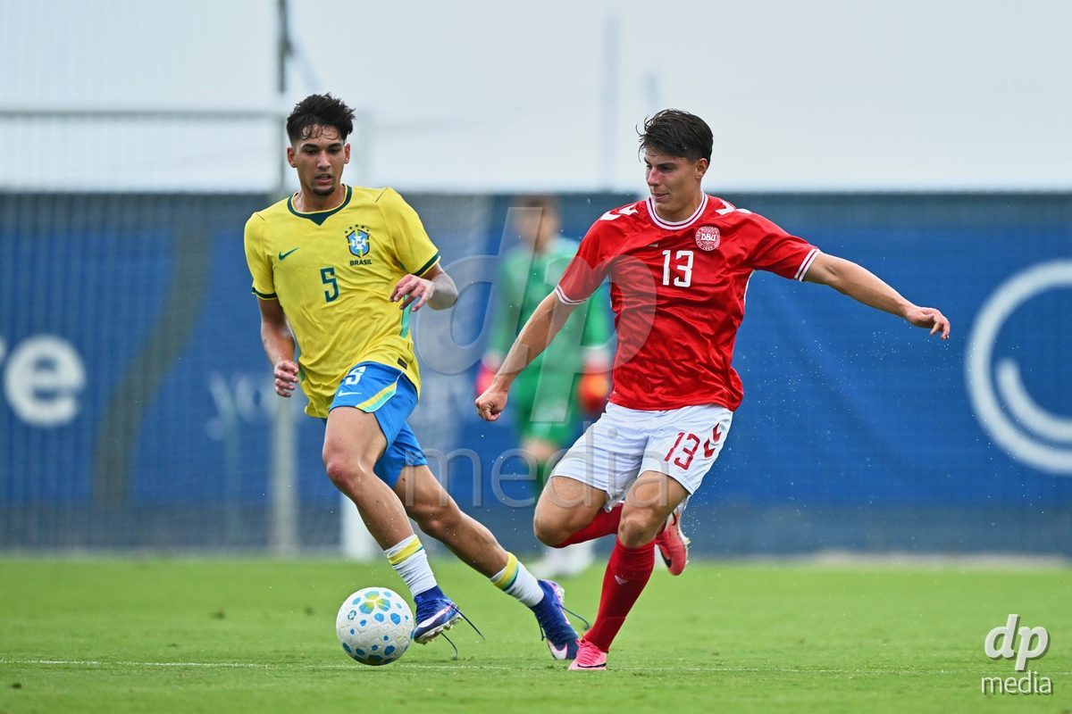 SAN PEDRO DEL PINATAR, SPAIN - SEPTEMBER 28: Magnus Andersen of Denmark during the International Friendly match between Denmark U20 and Brazil U20 at Pinatar Arena on September 28, 2026 in San Pedro del Pinatar, Spain.