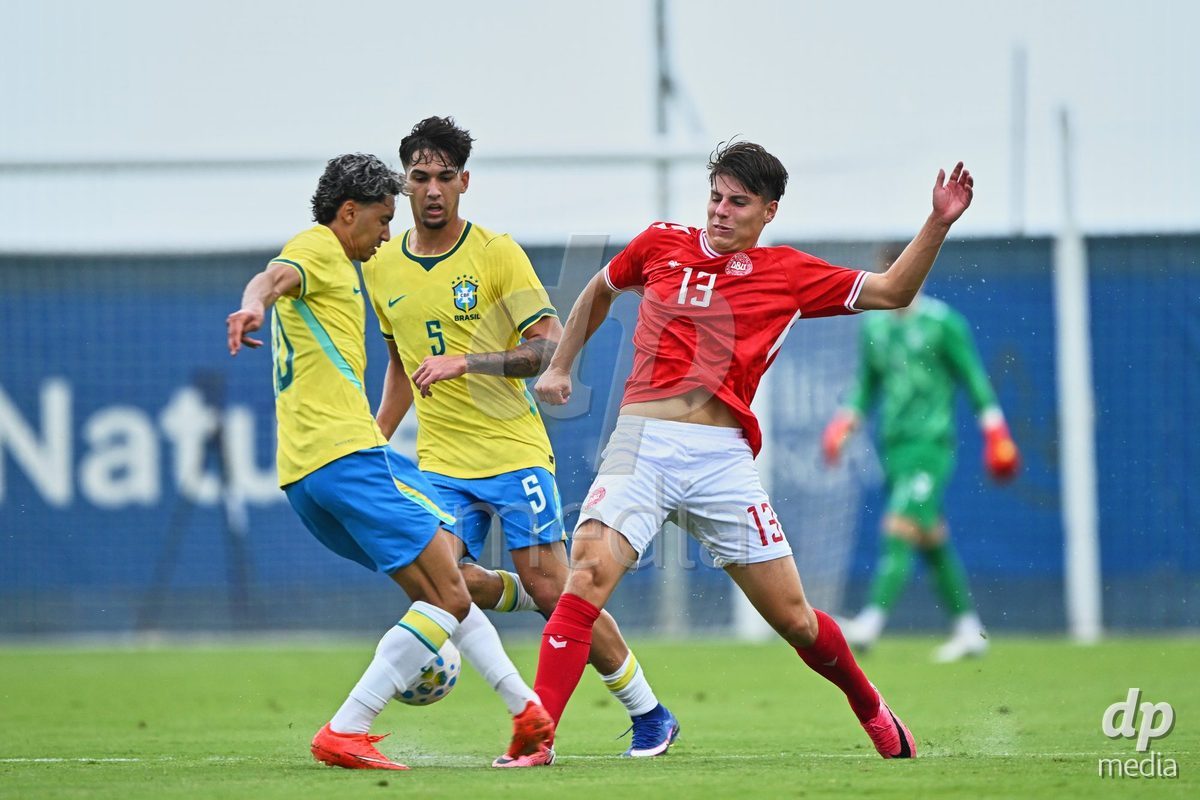 SAN PEDRO DEL PINATAR, SPAIN - SEPTEMBER 28: Magnus Andersen of Denmark during the International Friendly match between Denmark U20 and Brazil U20 at Pinatar Arena on September 28, 2026 in San Pedro del Pinatar, Spain.