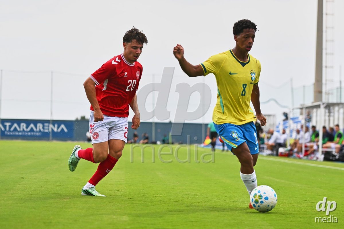SAN PEDRO DEL PINATAR, SPAIN - SEPTEMBER 28: Olti Hyseni of Denmark during the International Friendly match between Denmark U20 and Brazil U20 at Pinatar Arena on September 28, 2026 in San Pedro del Pinatar, Spain.