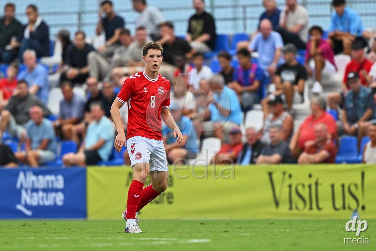 SAN PEDRO DEL PINATAR, SPAIN - SEPTEMBER 28: Jonatan Lindekilde of Denmark during the International Friendly match between Denmark U20 and Brazil U20 at Pinatar Arena on September 28, 2026 in San Pedro del Pinatar, Spain.