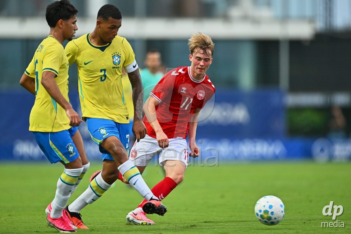SAN PEDRO DEL PINATAR, SPAIN - SEPTEMBER 28: Hjalte Boe of Denmark during the International Friendly match between Denmark U20 and Brazil U20 at Pinatar Arena on September 28, 2026 in San Pedro del Pinatar, Spain.