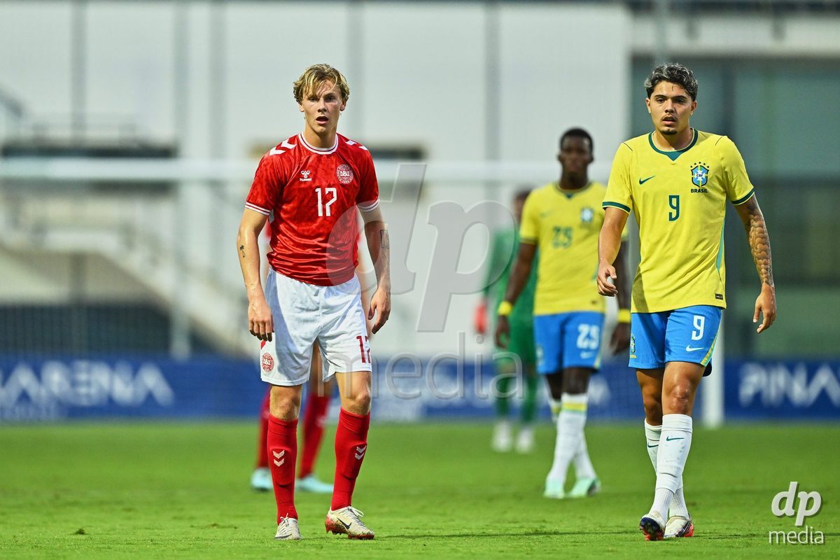 SAN PEDRO DEL PINATAR, SPAIN - SEPTEMBER 28: Viktor Bender of Denmark during the International Friendly match between Denmark U20 and Brazil U20 at Pinatar Arena on September 28, 2026 in San Pedro del Pinatar, Spain.