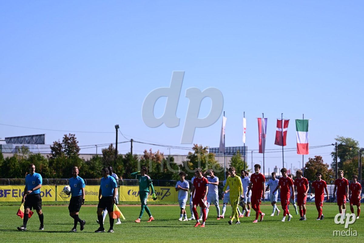 SAMOBOR, CROATIA - SEPTEMBER 29: Players of Italy and playeres of Denmark during the International Friendly match between Denmark U18 and Italy U18 on September 29, 2026 in Samobor, Croatia. Photo: Igor Soban/Pixsell / DP Media