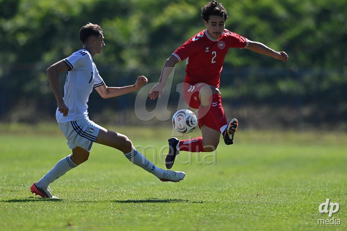SAMOBOR, CROATIA - SEPTEMBER 29: Davide Rigo of Italy and David Stojanovic of Denmark during the International Friendly match between Denmark U18 and Italy U18 on September 29, 2026 in Samobor, Croatia. Photo: Igor Soban/Pixsell / DP Media