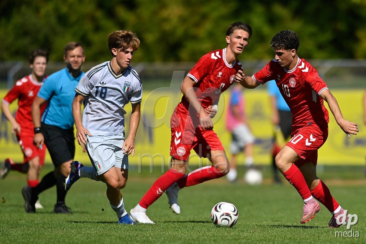 SAMOBOR, CROATIA - SEPTEMBER 29: Riccardo Cassano of Italy and Omran Khatar of Denmark during the International Friendly match between Denmark U18 and Italy U18 on September 29, 2026 in Samobor, Croatia. Photo: Igor Soban/Pixsell / DP Media