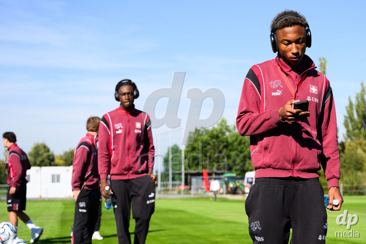 KOSMONSY, CZECH REPUBLIC - SEPTEMBER 28: Team's pitch inspection of the stadium before the International Friendly match between Czech Republic U18 and Switzerland U18 on September 28, 2026 in Kosmonsy, Czech Republic.