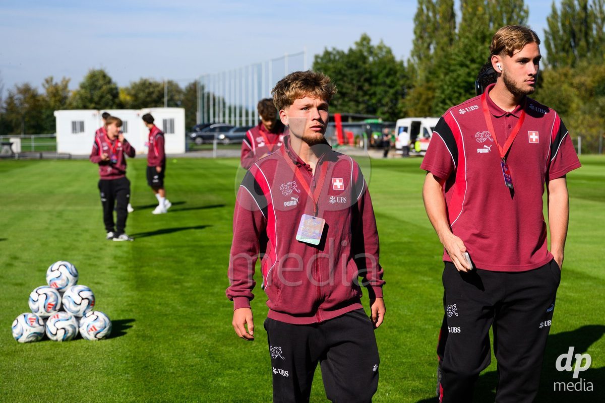 KOSMONSY, CZECH REPUBLIC - SEPTEMBER 28: Team's pitch inspection of the stadium before the International Friendly match between Czech Republic U18 and Switzerland U18 on September 28, 2026 in Kosmonsy, Czech Republic.