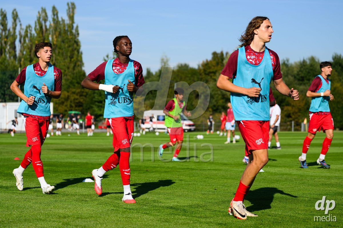 KOSMONSY, CZECH REPUBLIC - SEPTEMBER 28: Bright Ocran of Switzerland during warm up before the International Friendly match between Czech Republic U18 and Switzerland U18 on September 28, 2026 in Kosmonsy, Czech Republic.