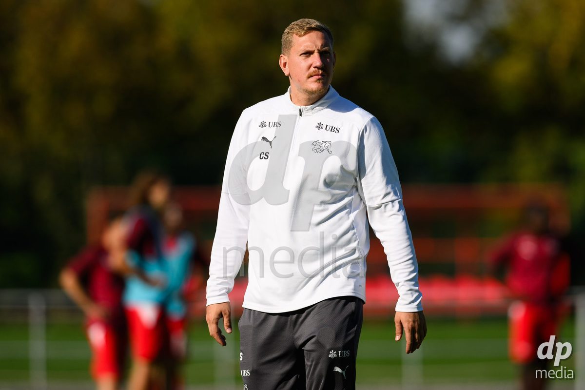 KOSMONSY, CZECH REPUBLIC - SEPTEMBER 28: Claudio Spiegel during warm up before the International Friendly match between Czech Republic U18 and Switzerland U18 on September 28, 2026 in Kosmonsy, Czech Republic.