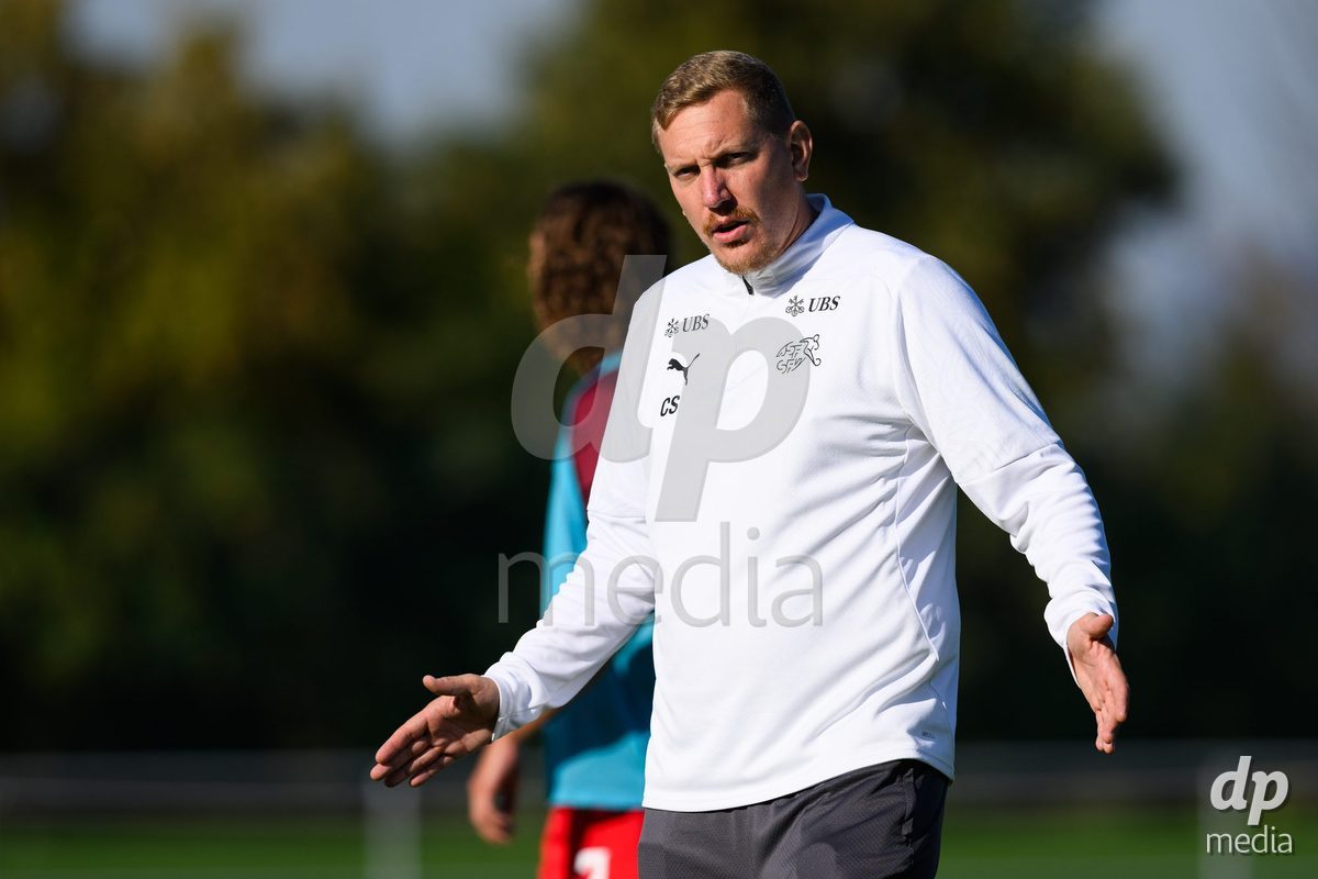 KOSMONSY, CZECH REPUBLIC - SEPTEMBER 28: Claudio Spiegel during warm up before the International Friendly match between Czech Republic U18 and Switzerland U18 on September 28, 2026 in Kosmonsy, Czech Republic.