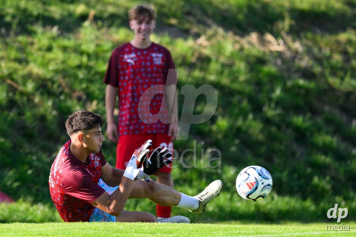 KOSMONSY, CZECH REPUBLIC - SEPTEMBER 28: Dylan Sgarbi of Switzerland during warm up before the International Friendly match between Czech Republic U18 and Switzerland U18 on September 28, 2026 in Kosmonsy, Czech Republic.
