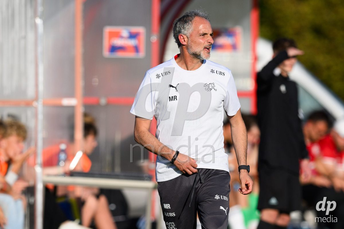 KOSMONSY, CZECH REPUBLIC - SEPTEMBER 28: Coach of Switzerland Massimo Rizzo during the International Friendly match between Czech Republic U18 and Switzerland U18 on September 28, 2026 in Kosmonsy, Czech Republic.