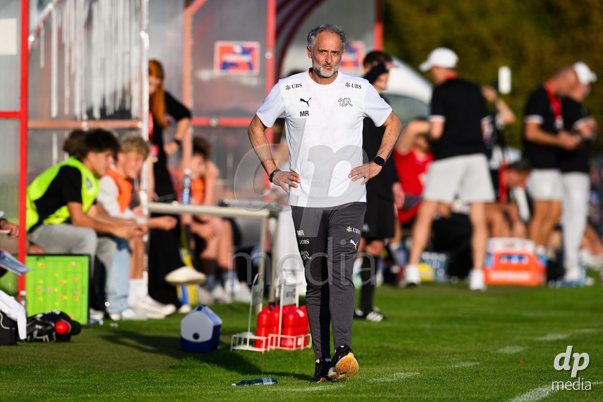 KOSMONSY, CZECH REPUBLIC - SEPTEMBER 28: Coach of Switzerland Massimo Rizzo during the International Friendly match between Czech Republic U18 and Switzerland U18 on September 28, 2026 in Kosmonsy, Czech Republic.