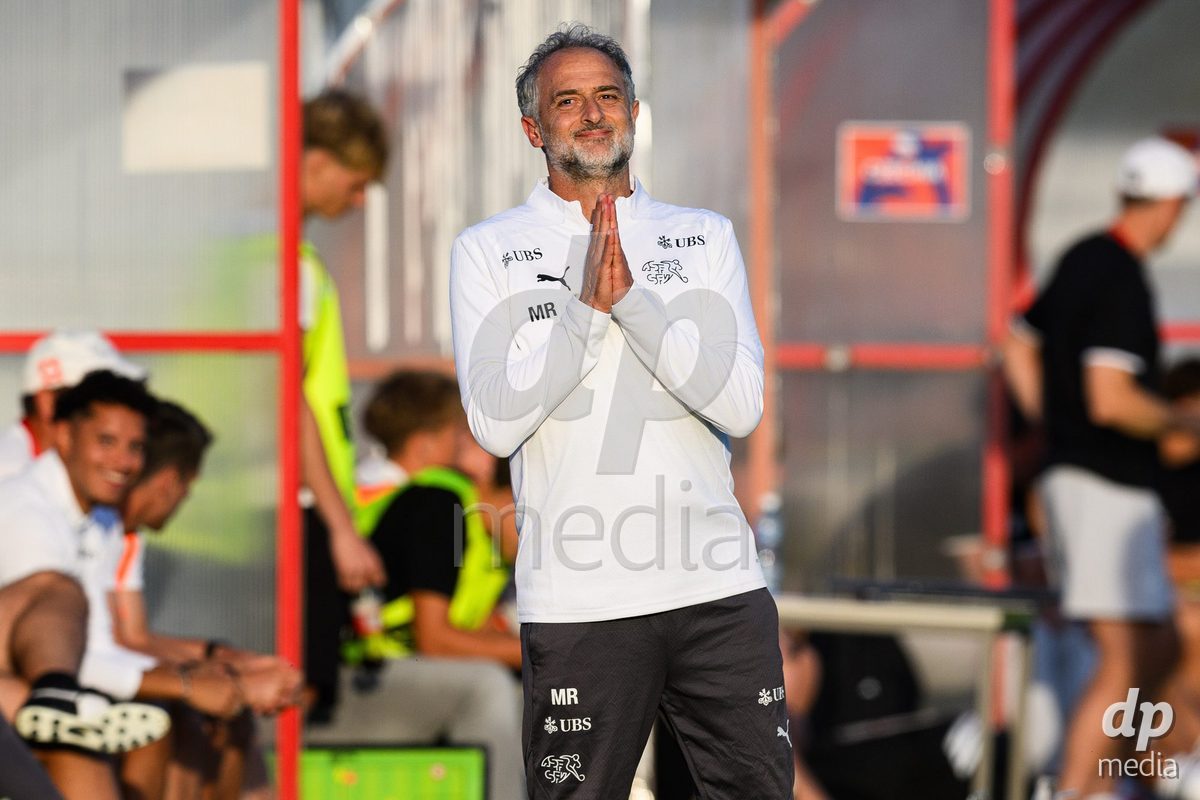 KOSMONSY, CZECH REPUBLIC - SEPTEMBER 28: Coach of Switzerland Massimo Rizzo during the International Friendly match between Czech Republic U18 and Switzerland U18 on September 28, 2026 in Kosmonsy, Czech Republic.
