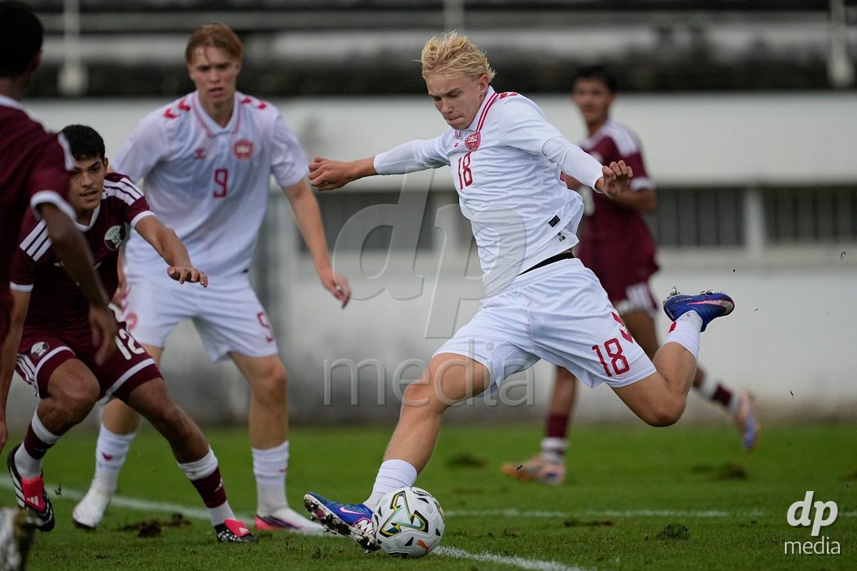 MEALHADA, PORTUGAL - SEPTEMBER 30: Jeppe Scheler of Denmark during the International Friendly match between Denmark U17 and Qatar U17 at Estadio Municipal Dr. Americo Couto on September 30, 2026 in Mealhada, Portugal.