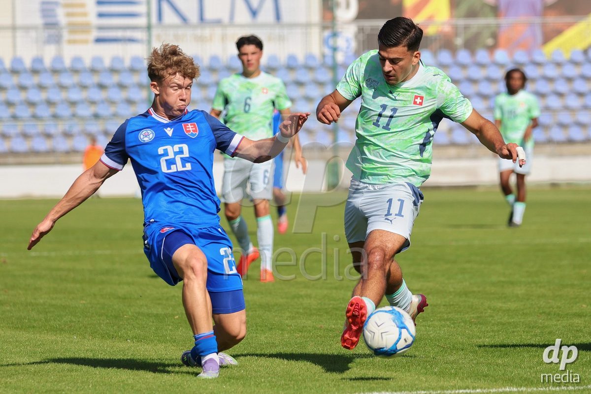SENEC, SLOVAKIA - OCTOBER 1: Nevio Scherrer 11 of Switzerland controls the ball during the International Friendly football match between Slovakia U19 and Switzerland U19 at NTC Senec on October on 1st October 2026 in Senec, Slovakia.