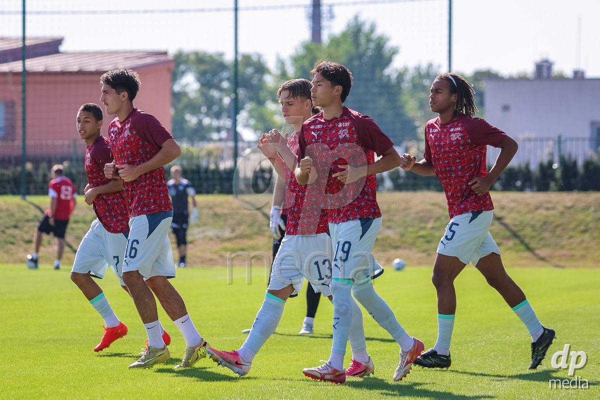 SENEC, SLOVAKIA - OCTOBER 1: of Switzerland team warm-up the International Friendly football match between Slovakia U19 and Switzerland U19 at NTC Senec on October on 1st October 2026 in Senec, Slovakia.