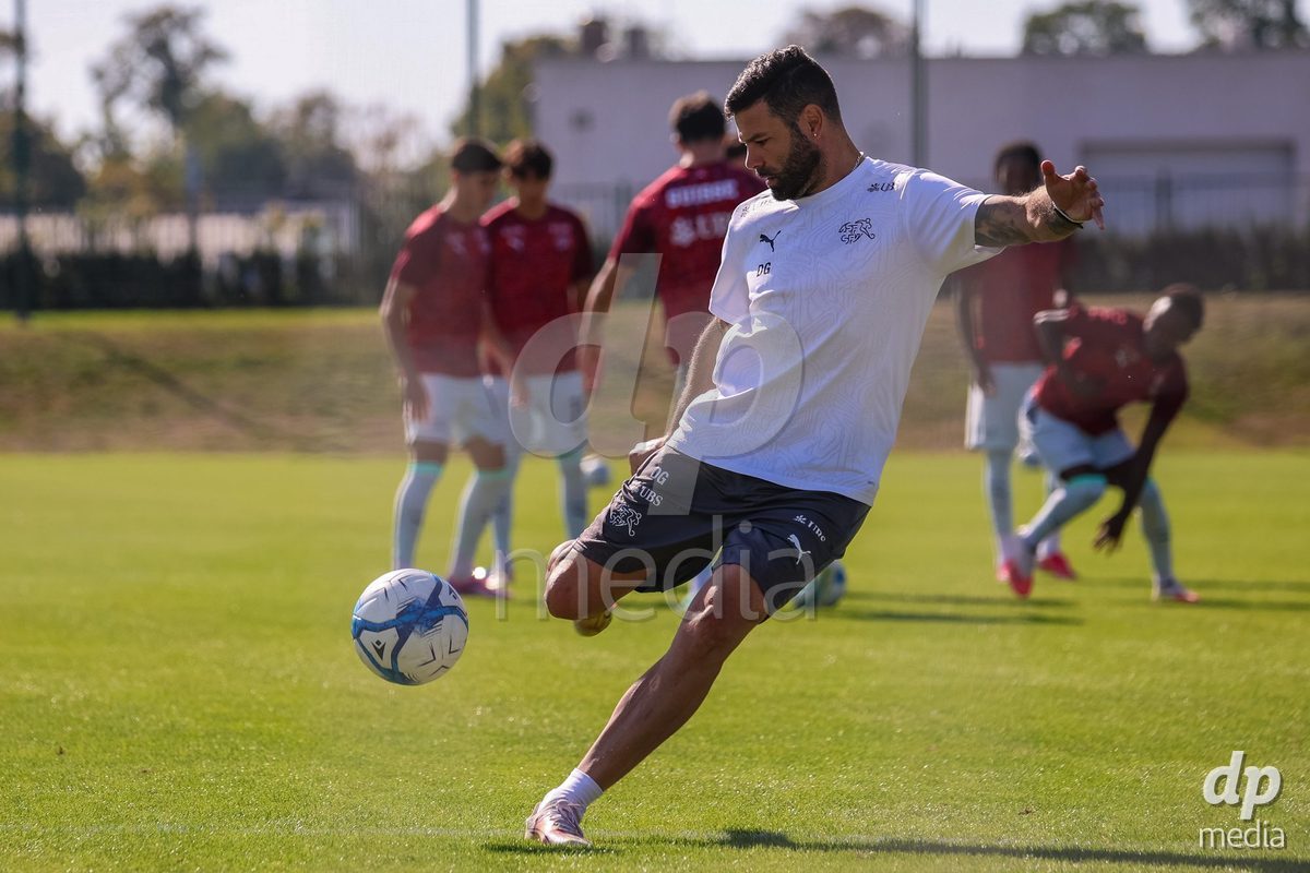 SENEC, SLOVAKIA - OCTOBER 1: of Switzerland team warm-up the International Friendly football match between Slovakia U19 and Switzerland U19 at NTC Senec on October on 1st October 2026 in Senec, Slovakia.