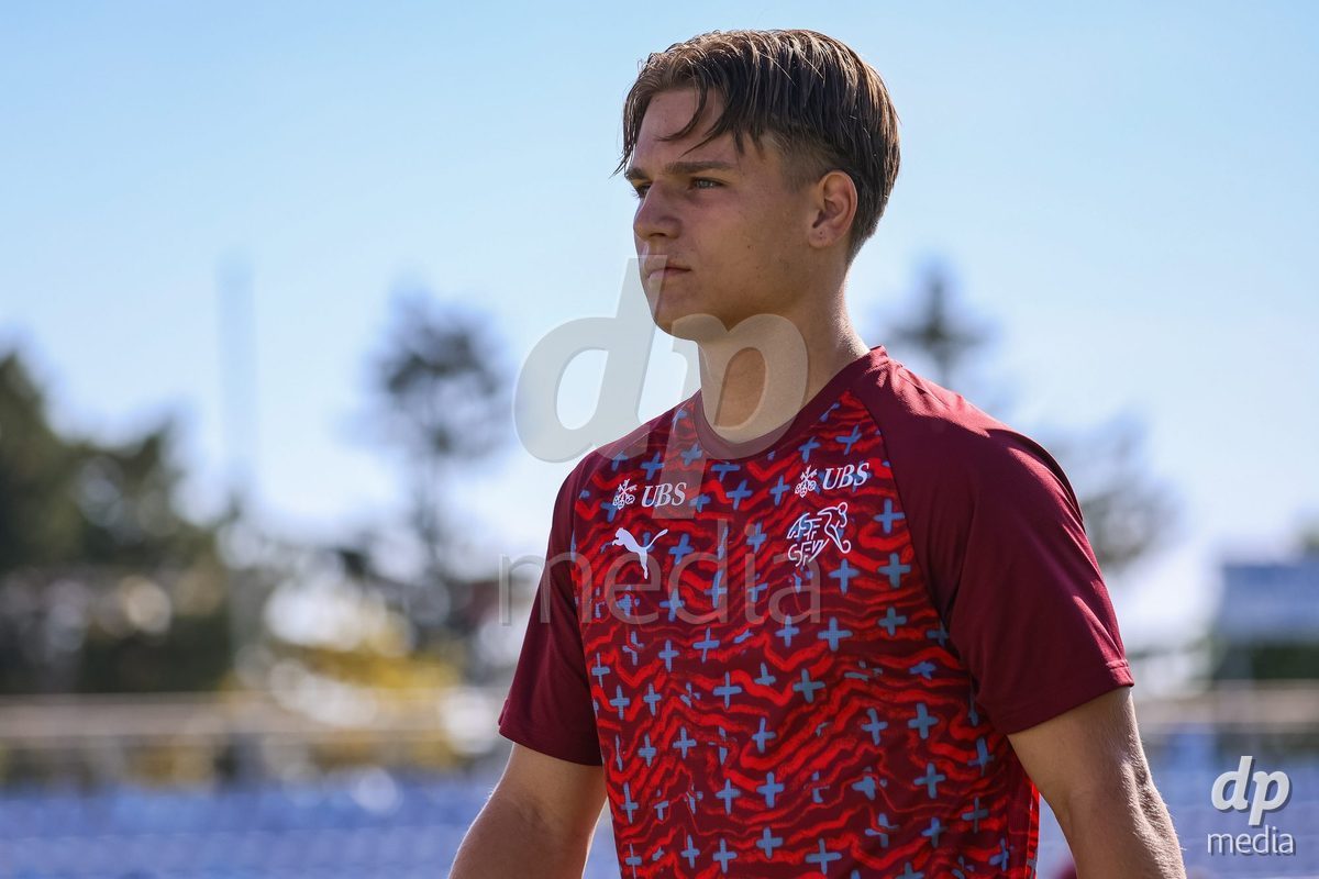 SENEC, SLOVAKIA - OCTOBER 1: of Switzerland team warm-up the International Friendly football match between Slovakia U19 and Switzerland U19 at NTC Senec on October on 1st October 2026 in Senec, Slovakia.