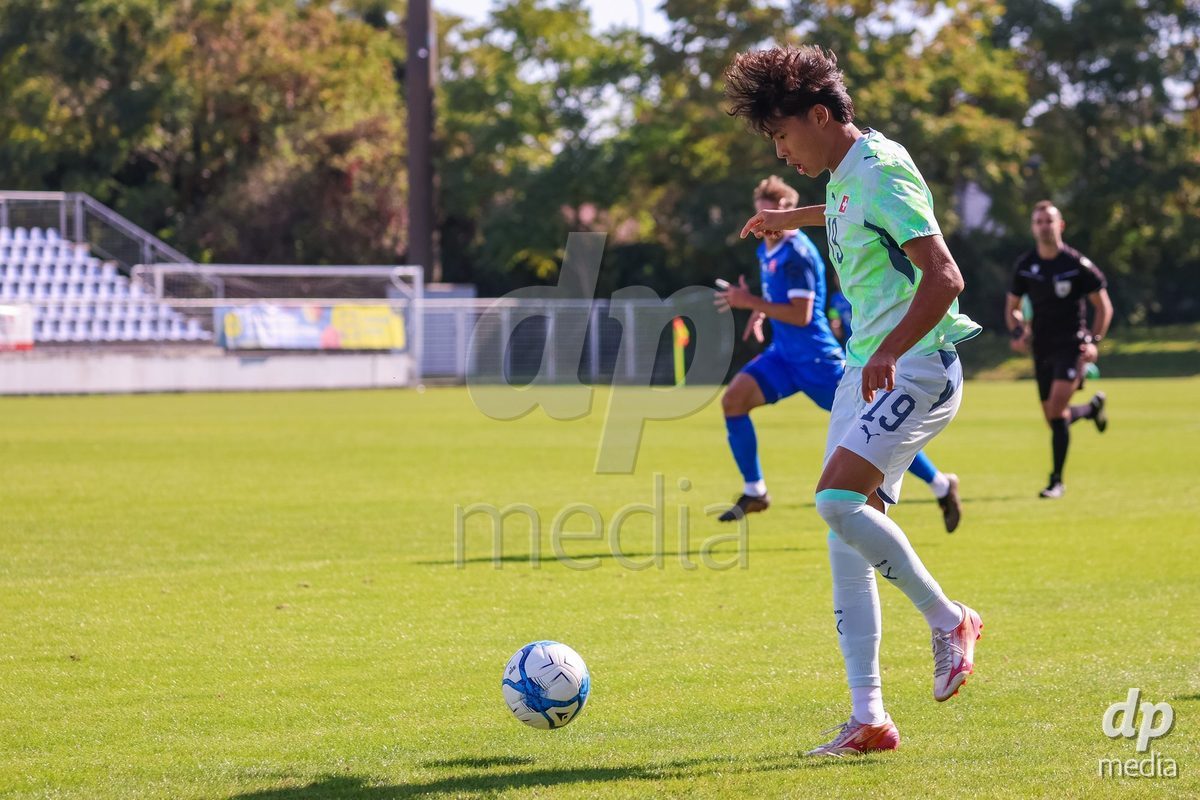 SENEC, SLOVAKIA - OCTOBER 1: Norbu Lhakpa 19 of Switzerland controls the ball during International Friendly football match between Slovakia U19 and Switzerland U19 at NTC Senec on October on 1st October 2026 in Senec, Slovakia.