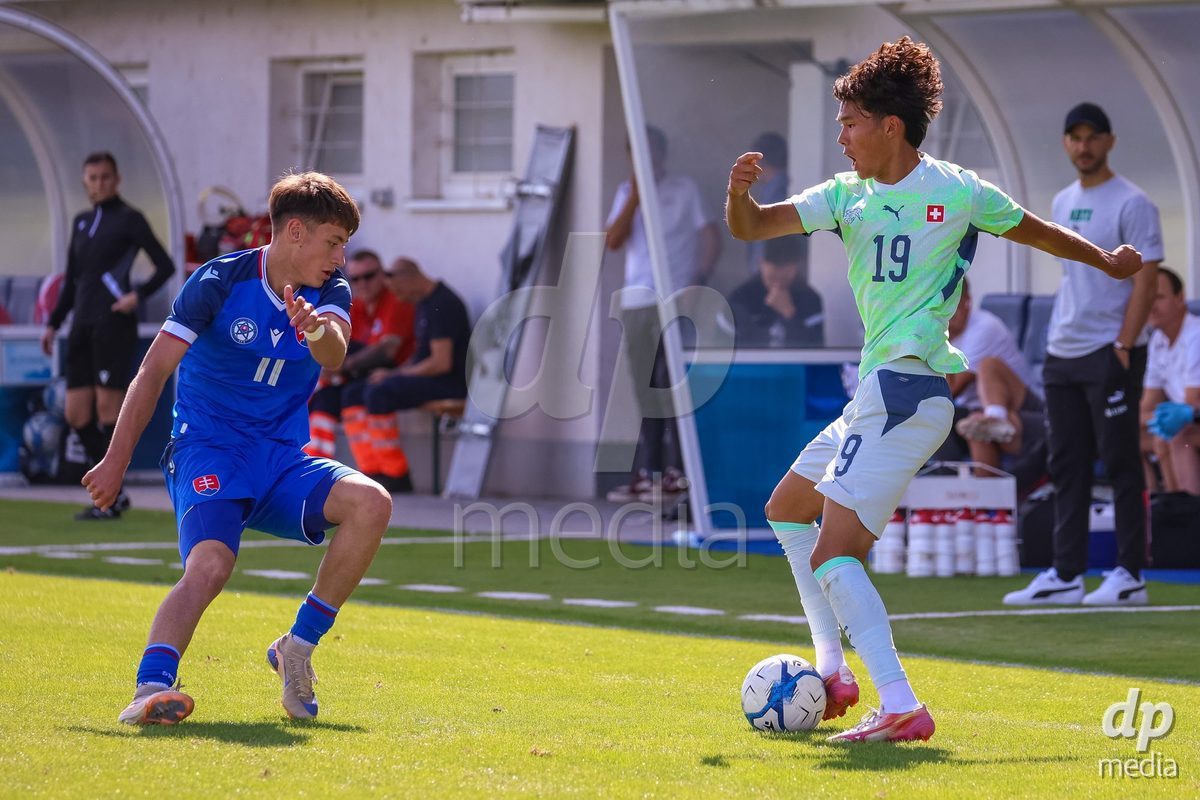 SENEC, SLOVAKIA - OCTOBER 1: Norbu Lhakpa 19 of Switzerland controls the ball during International Friendly football match between Slovakia U19 and Switzerland U19 at NTC Senec on October on 1st October 2026 in Senec, Slovakia.