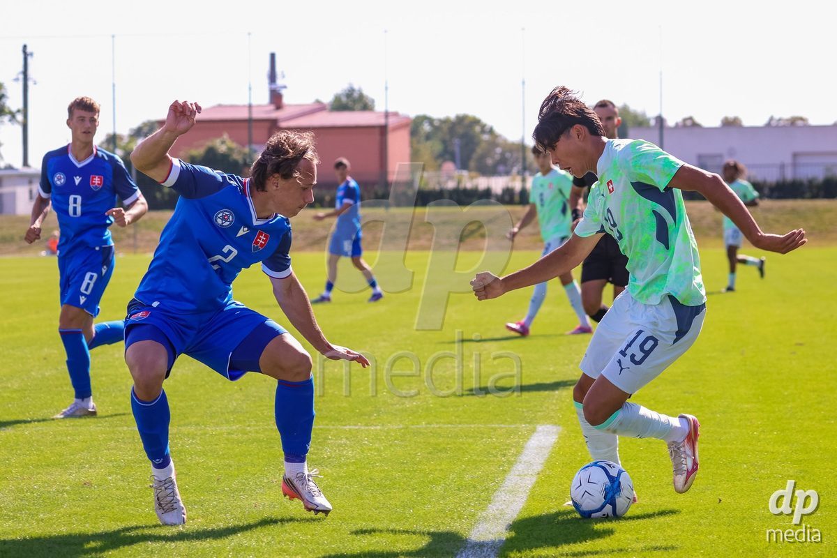 SENEC, SLOVAKIA - OCTOBER 1: Norbu Lhakpa 19 of Switzerland controls the ball during International Friendly football match between Slovakia U19 and Switzerland U19 at NTC Senec on October on 1st October 2026 in Senec, Slovakia.