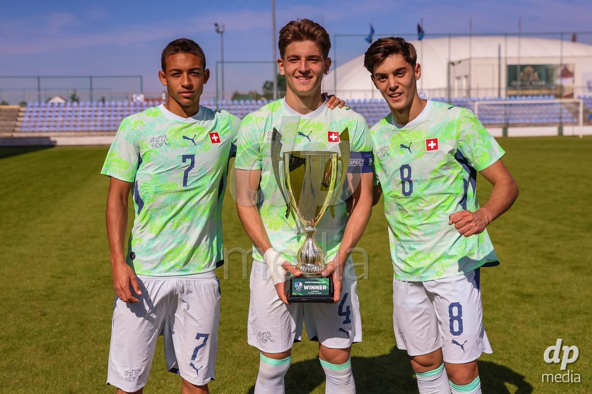 SENEC, SLOVAKIA - OCTOBER 1: The Switzerland team is the tournament winner of  International Friendly football match between Slovakia U19 and Switzerland U19 at NTC Senec on October on 1st October 2026 in Senec, Slovakia.