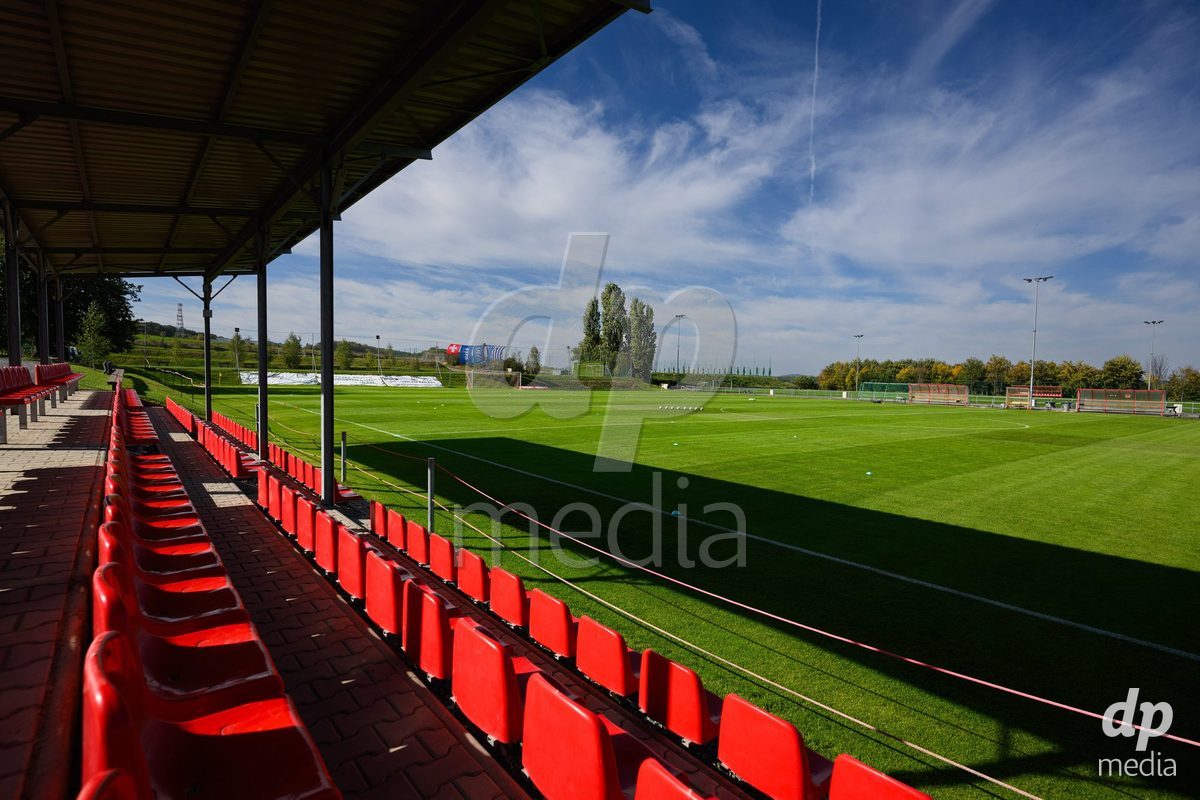 KOSMONSY, CZECH REPUBLIC - SEPTEMBER 30: General views of the stadium before the International Friendly match between Switzerland U18 and Greece U18 on September 30, 2026 in Kosmonsy, Czech Republic.