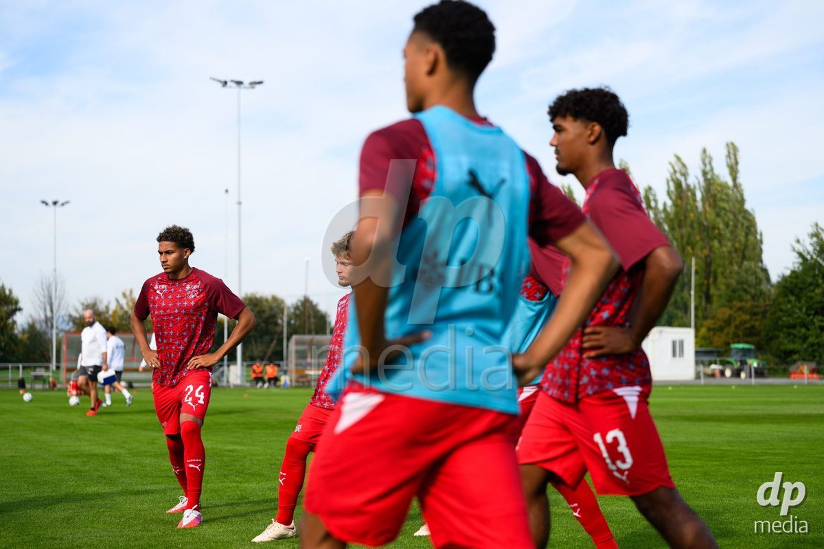 KOSMONSY, CZECH REPUBLIC - SEPTEMBER 30: Bascio Paolo of Switzerland during warm up before the International Friendly match between Switzerland U18 and Greece U18 on September 30, 2026 in Kosmonsy, Czech Republic.