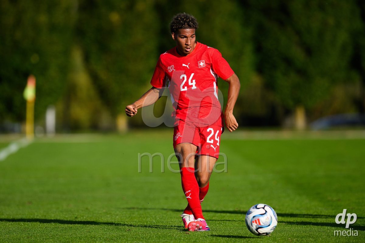 KOSMONSY, CZECH REPUBLIC - SEPTEMBER 30: Bascio Paolo of Switzerland during the International Friendly match between Switzerland U18 and Greece U18 on September 30, 2026 in Kosmonsy, Czech Republic.