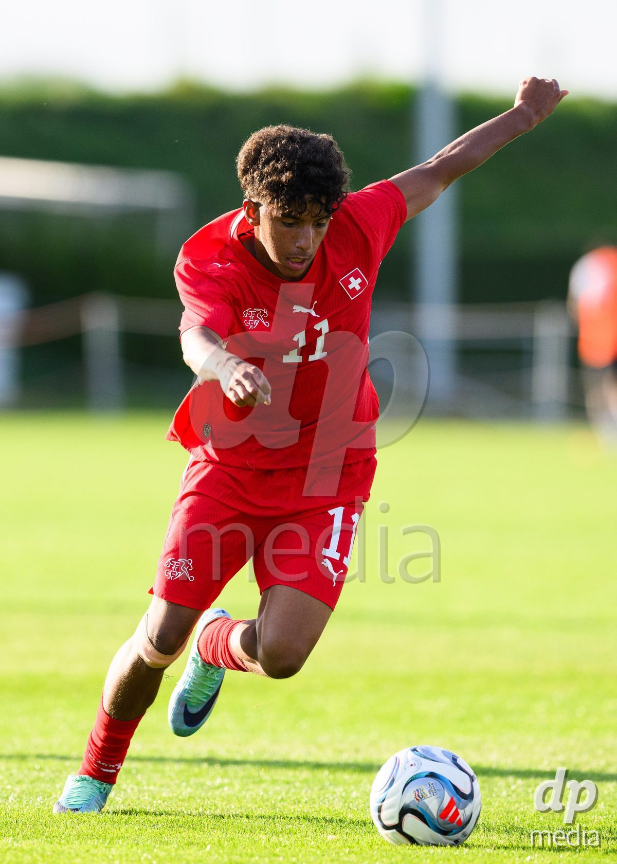 KOSMONSY, CZECH REPUBLIC - SEPTEMBER 30: Timo Wiesner of Switzerland the International Friendly match between Switzerland U18 and Greece U18 on September 30, 2026 in Kosmonsy, Czech Republic.