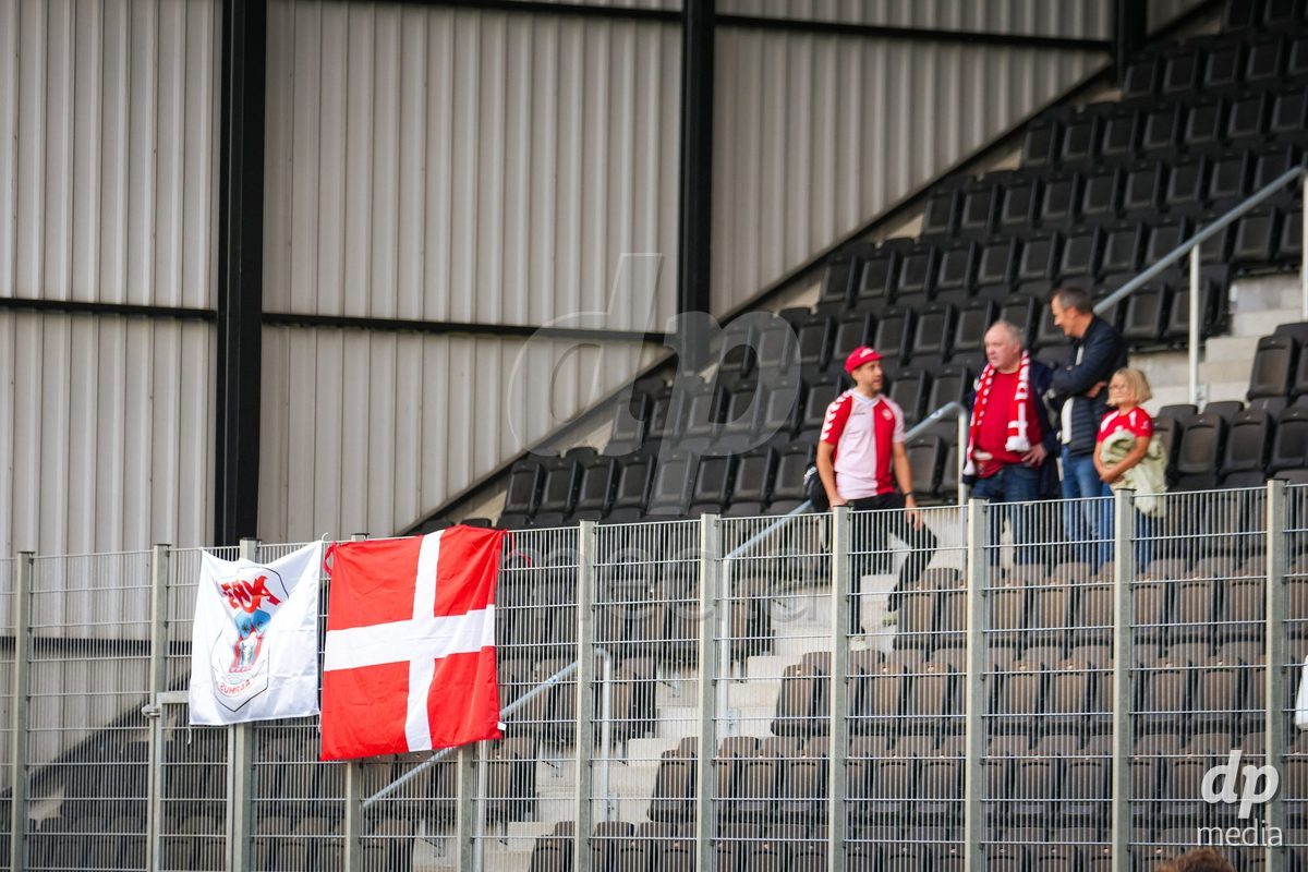 VIENNA, AUSTRIA - OCTOBER 2: Denmark Fans during the UEFA European Qualifiers match between Austria U21 and Denmark U21 at Wiener Sport-Club Stadion on October 2, 2026 in Vienna, Austria.