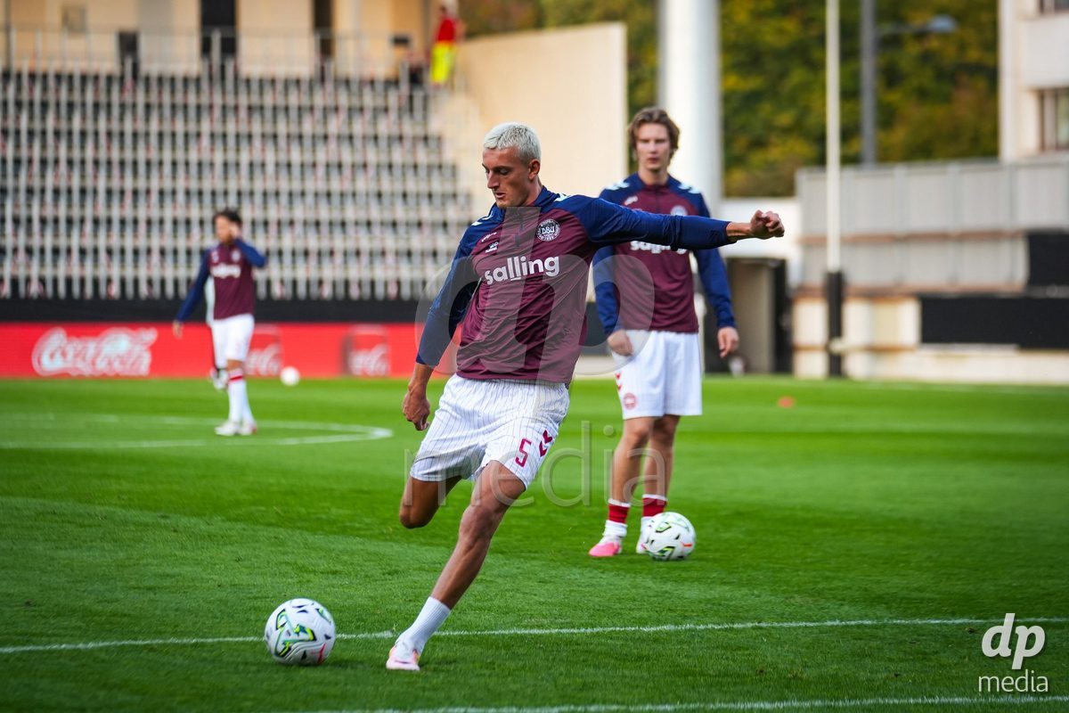 VIENNA, AUSTRIA - OCTOBER 2: Silas Andersen during the UEFA European Qualifiers match between Austria U21 and Denmark U21 at Wiener Sport-Club Stadion on October 2, 2026 in Vienna, Austria.