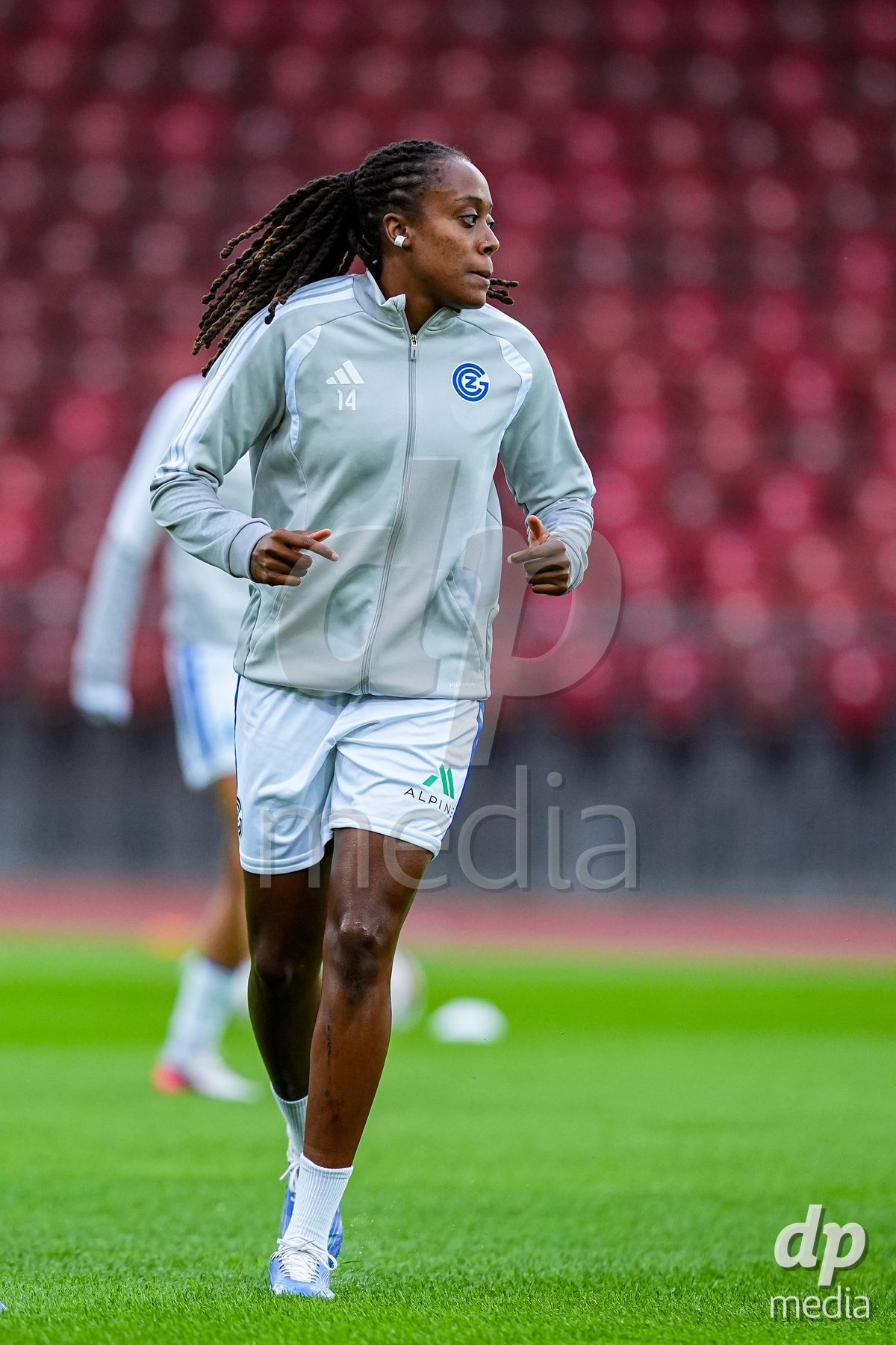 ZURICH, SWITZERLAND - OCTOBER 2: Paige Bailey-Gayle of Grasshopper Club Zurich during warm up prior to the AXA Women's Super League match between GC Frauenfussball and FC Zurich at Letzigrund on October 2, 2026 in Zurich, Switzerland.
