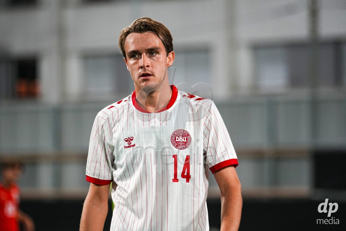 VIENNA, AUSTRIA - OCTOBER 2: William Clem (Dänemark U21, 14) during the UEFA European Qualifiers match between Austria U21 and Denmark U21 at Wiener Sport-Club Stadion on October 2, 2026 in Vienna, Austria.
