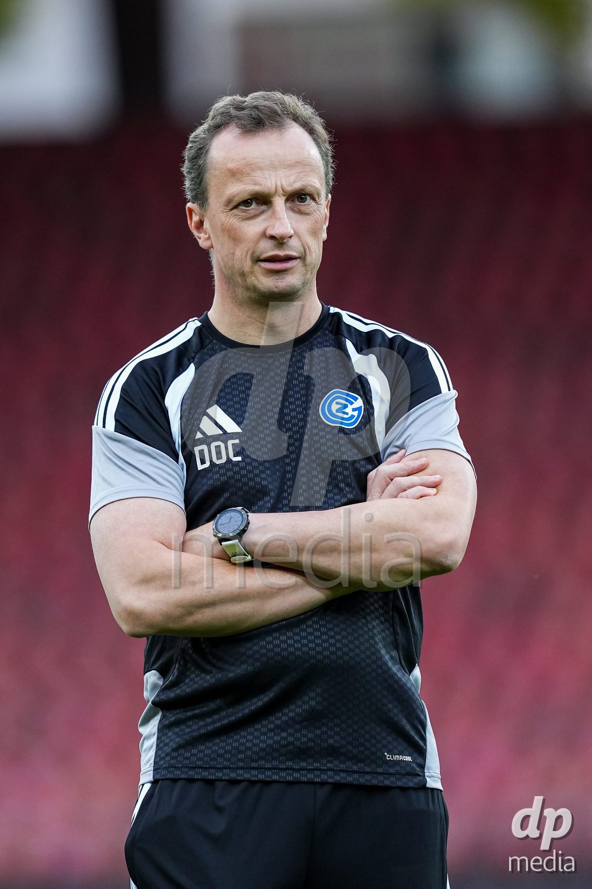 ZURICH, SWITZERLAND - OCTOBER 2: Prof. Dr. med. Johannes Scherrof Grasshopper Club Zurich ahead of the AXA Women's Super League match between GC Frauenfussball and FC Zurich at Letzigrund on October 2, 2026 in Zurich, Switzerland.