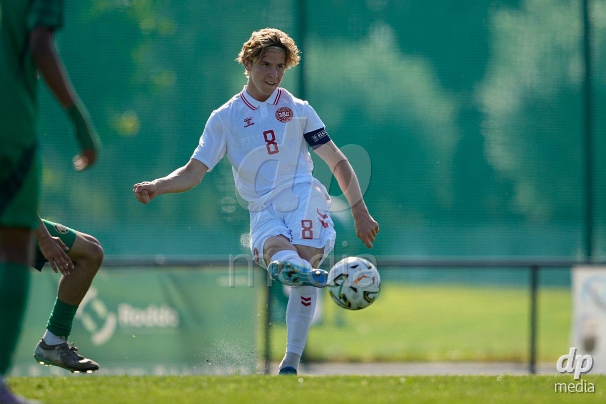 CANTAHEDE, PORTUGAL- OCTOBER 3: Silas Christensen of Denmark during the International Friendly match between Denmark U17 and Saudi Arabia U17 at Complexo Desportivo de Cantanhede on October 3, 2026 in Cantanhede, Portugal.