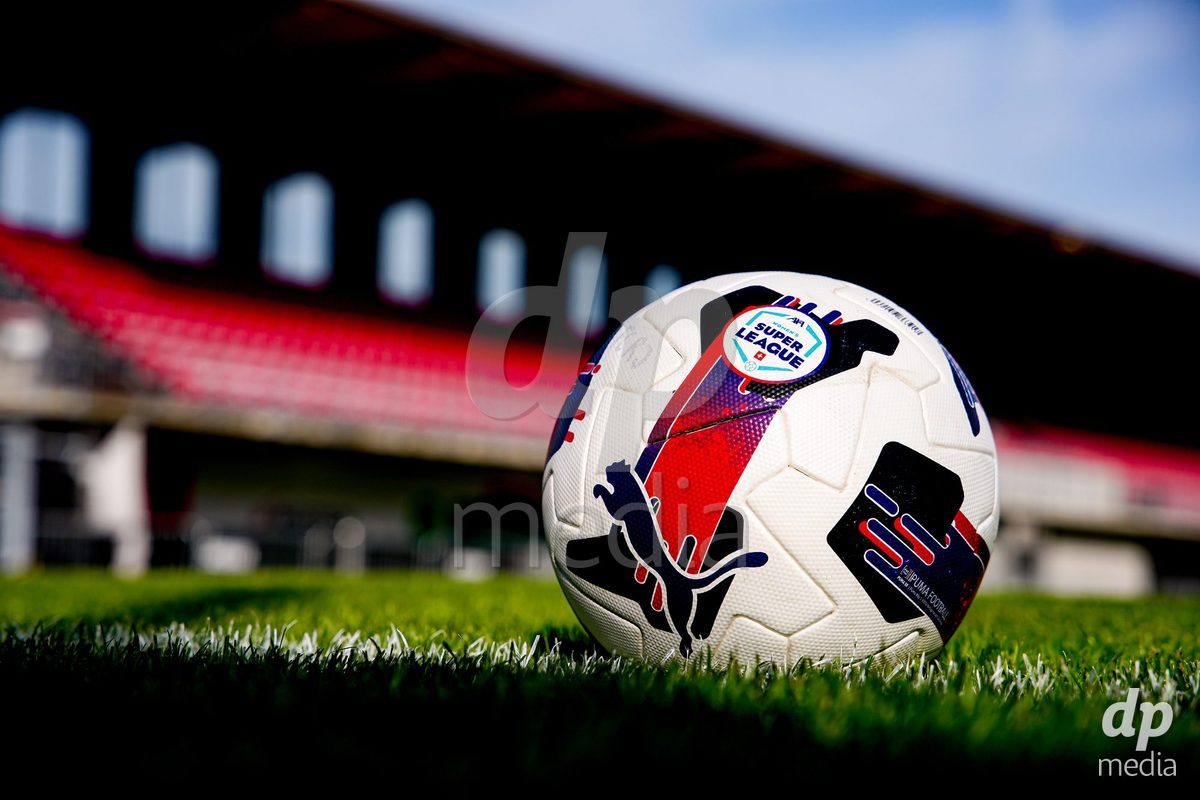 RAPPERSWIL, SWITZERLAND - OCTOBER 3: AXA Women's Super League official match ball prior to the AXA Women's Super League match between FC Rapperswil-Jona and FC Aarau Frauen at Grunfeld on October 3, 2026 in Rapperswil, Switzerland.