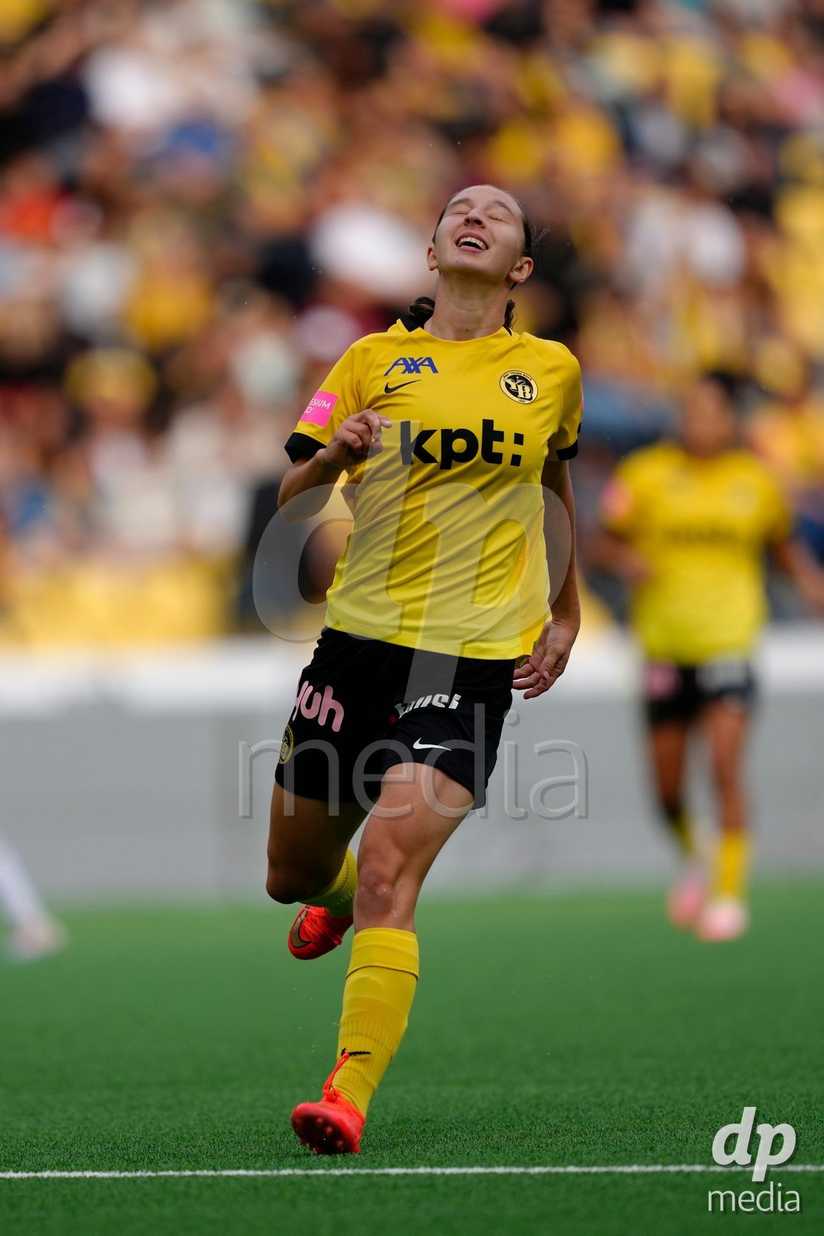 BERN, SWITZERLAND - OCTOBER 3: Malaurie Granges (13 YB Frauen) disappointed after a good chance during the AXA Women's Super League match between BSC YB Frauen and FC Luzern at Wankdorf Stadion on October 3, 2026 in Bern, Switzerland.