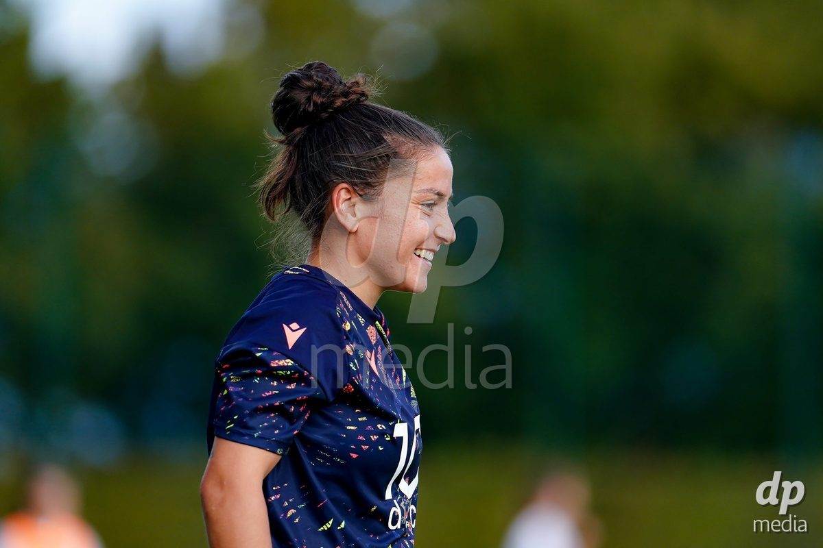 RAPPERSWIL, SWITZERLAND - OCTOBER 3: Anna Bove Serra of FC Rapperswil-Jona during warming up during the AXA Women's Super League match between FC Rapperswil-Jona and FC Aarau Frauen at Grunfeld on October 3, 2026 in Rapperswil, Switzerland.