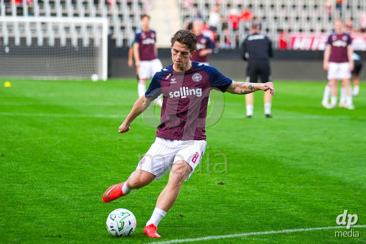 VIENNA, AUSTRIA - OCTOBER 2: Valdemar Byskov Andreasen (Dänemark U21, 8) during the UEFA European Qualifiers match between Austria U21 and Denmark U21 at Wiener Sport-Club Stadion on October 2, 2026 in Vienna, Austria.