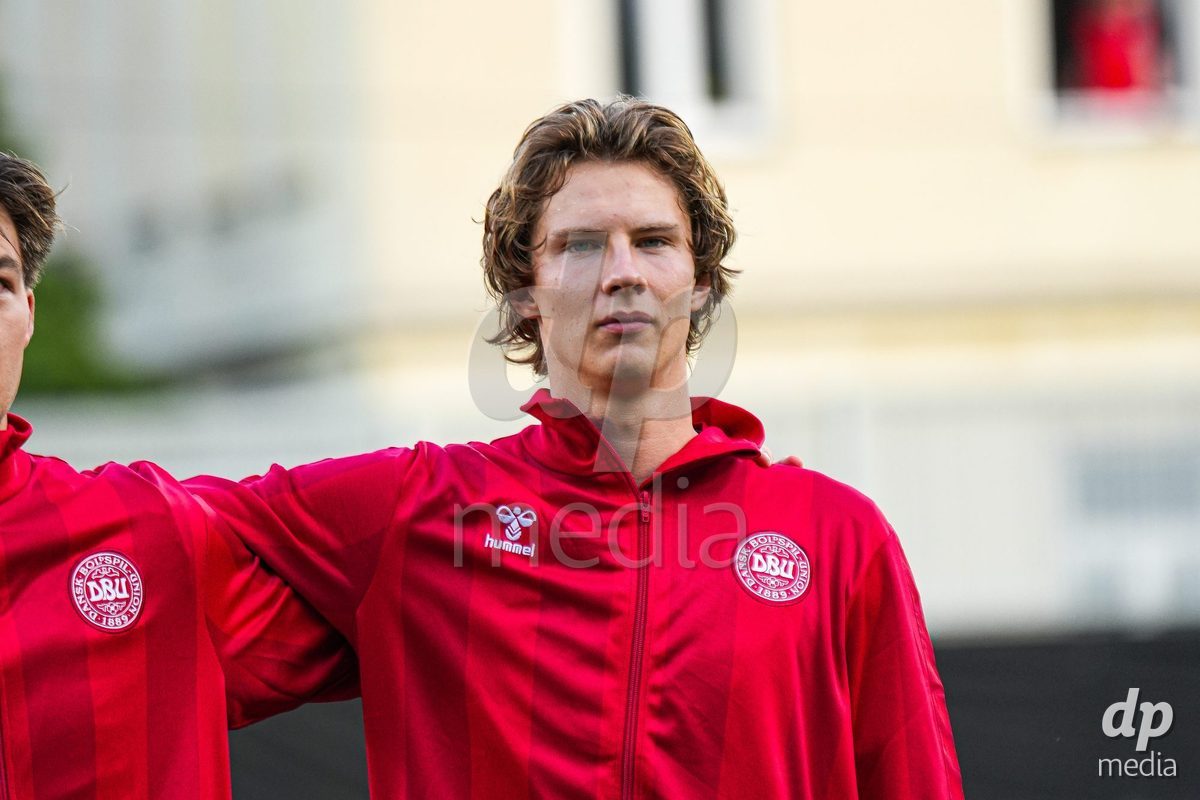 VIENNA, AUSTRIA - OCTOBER 2: August Priske Flyger (Dänemark U21, 11) during the UEFA European Qualifiers match between Austria U21 and Denmark U21 at Wiener Sport-Club Stadion on October 2, 2026 in Vienna, Austria.