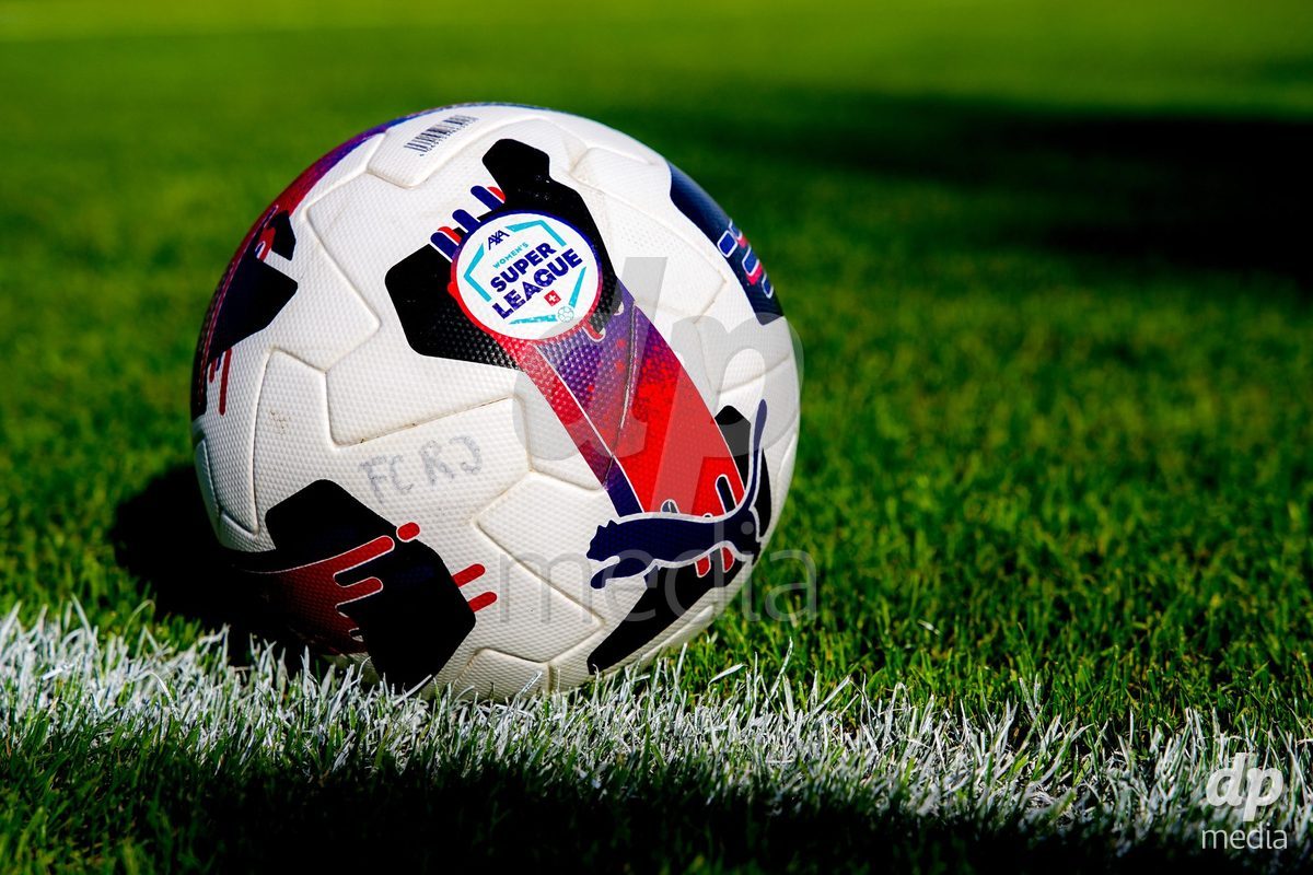 RAPPERSWIL, SWITZERLAND - OCTOBER 3: AXA Women's Super League official match ball prior to the AXA Women's Super League match between FC Rapperswil-Jona and FC Aarau Frauen at Grunfeld on October 3, 2026 in Rapperswil, Switzerland.