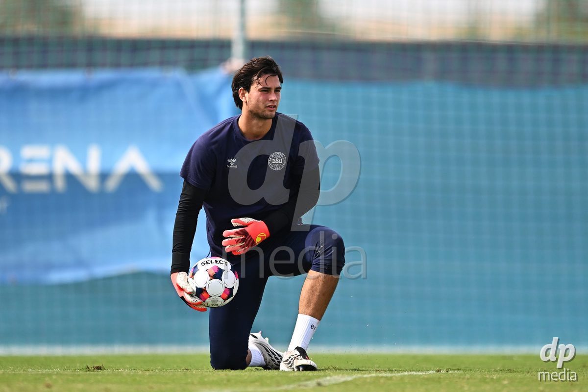 SAN PEDRO DEL PINATAR, SPAIN - OCTOBER 4: Oscar Buur Goalkeeper of Denmark during the International Friendly match between Denmark U20 and USA U20 at Pinatar Arena on October 4, 2026 in San Pedro del Pinatar, Spain.