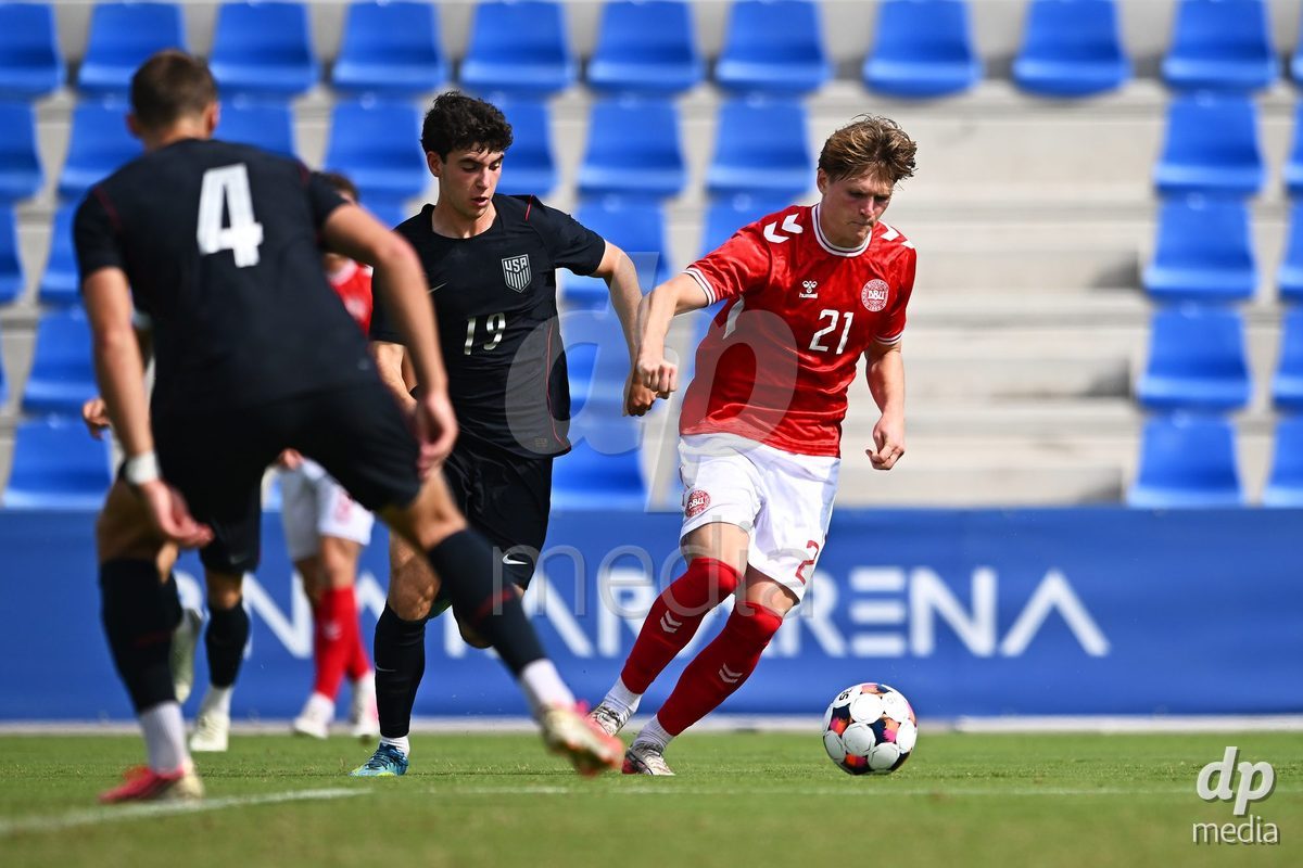 SAN PEDRO DEL PINATAR, SPAIN - OCTOBER 4: Sofus Johannsen of Denmark during the International Friendly match between Denmark U20 and USA U20 at Pinatar Arena on October 4, 2026 in San Pedro del Pinatar, Spain.