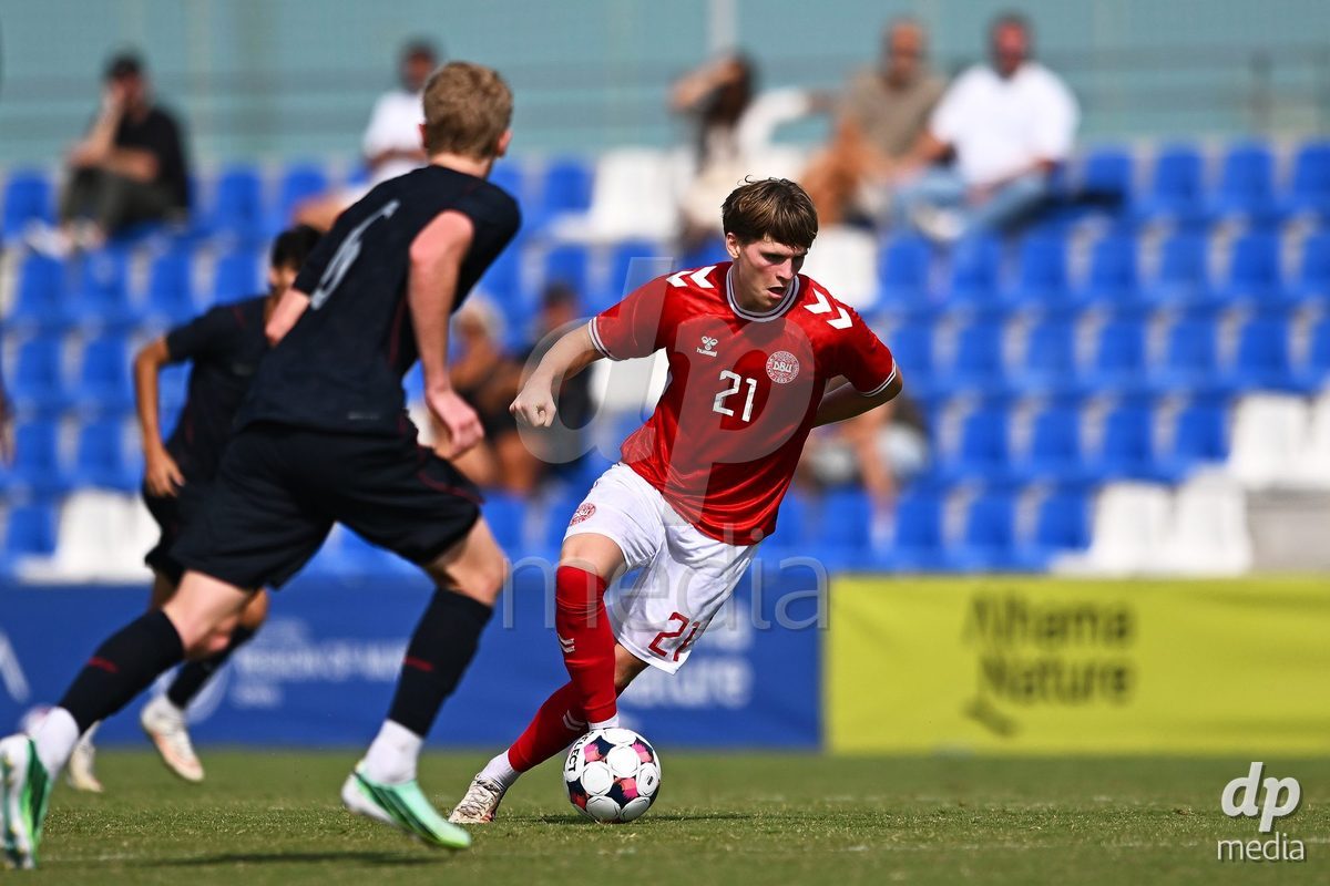 SAN PEDRO DEL PINATAR, SPAIN - OCTOBER 4: Sofus Johannsen of Denmark during the International Friendly match between Denmark U20 and USA U20 at Pinatar Arena on October 4, 2026 in San Pedro del Pinatar, Spain.